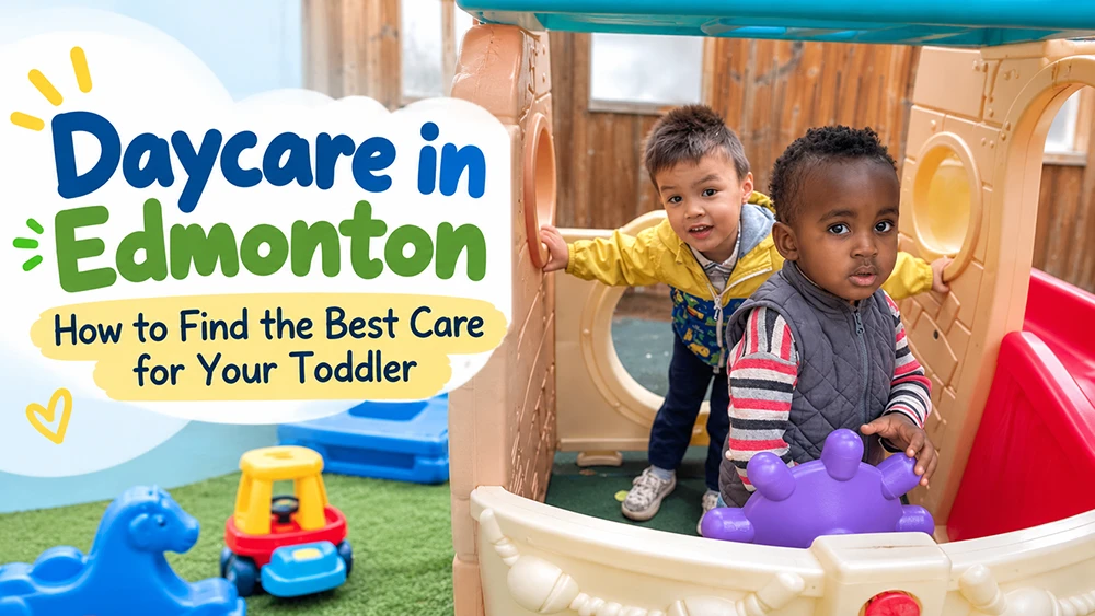 Toddlers exploring and learning through play at daycare in Edmonton